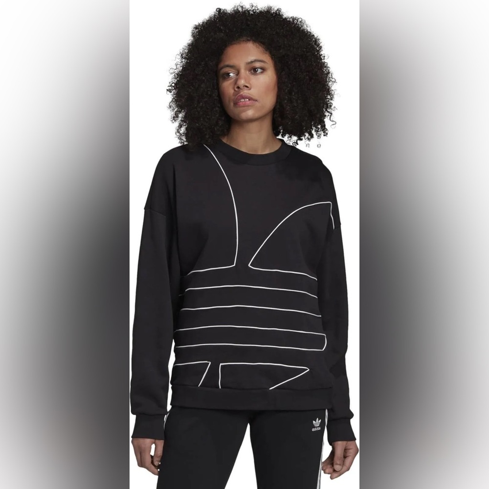 Adidas Black Trefoil Logo Sweatshirt Size Large